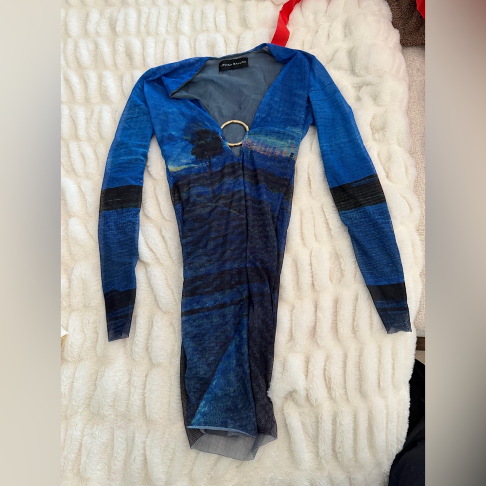 Louisa Ballou Blue Mesh Dress